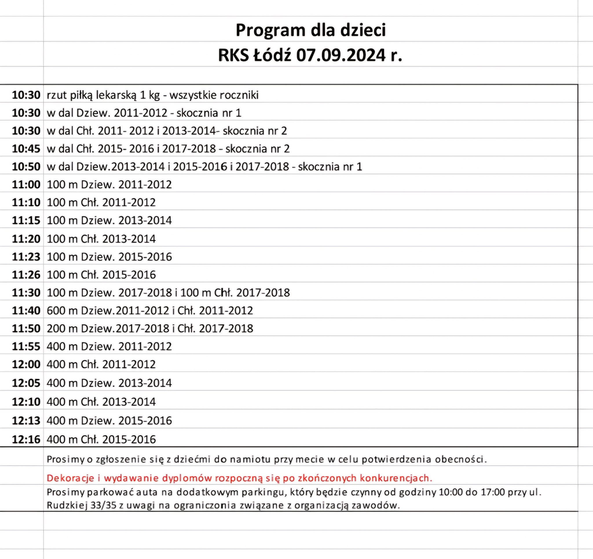 program minutowy dzieci 100